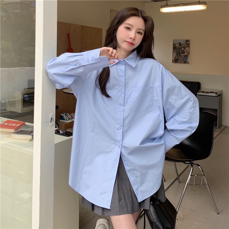 Áo Sơ Mi Nữ Dài Tay Cổ Bẻ Thời Trang Hàn