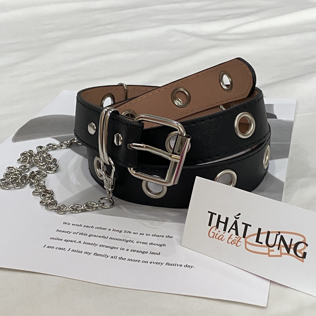 Thắt lưng lỗ, chain cá tính- dây nịt nam nữ unisex phong cách ulzzang hàn quốc, TONGKHOQUANAONU