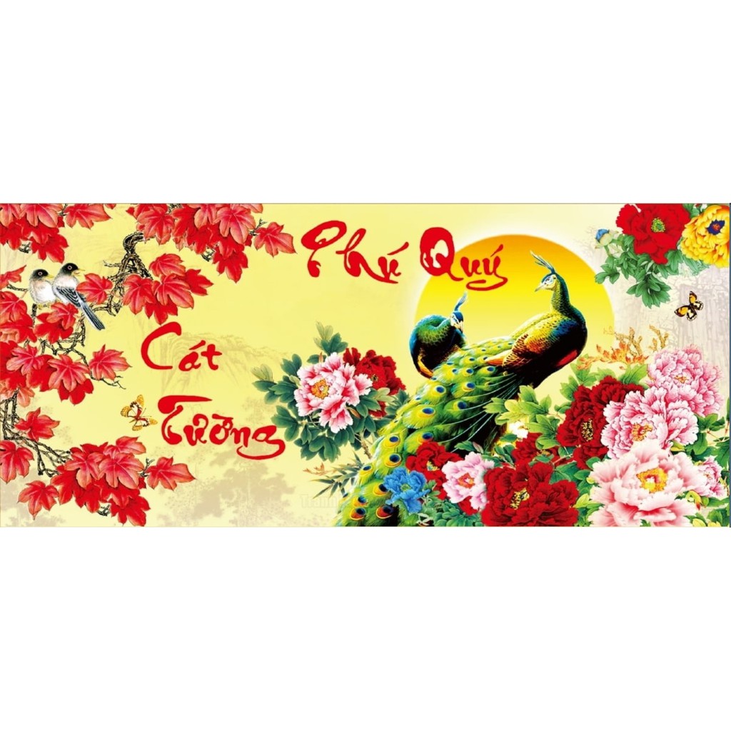 TRANH ĐÍNH ĐÁ PHÚ QUÝ CÁT TƯỜNG vs049 ( 96x45) CM