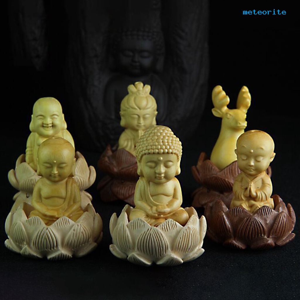 Mô Hình Tượng Phật Bằng Gỗ Mini Không Sơn Dùng Trang Trí Nhà Cửa