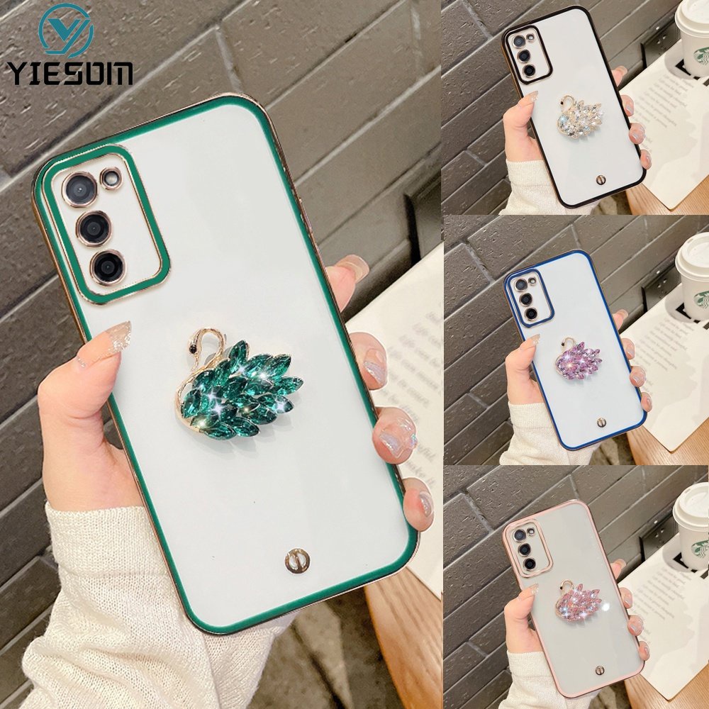 Ốp Điện Thoại Silicon Dẻo Trong Suốt Mạ Thiên Nga Sang Trọng Samsung Galaxy A03 A03S A02S A02 A21S A11 A71 A51 4G A50 A50S A30S A20 A30