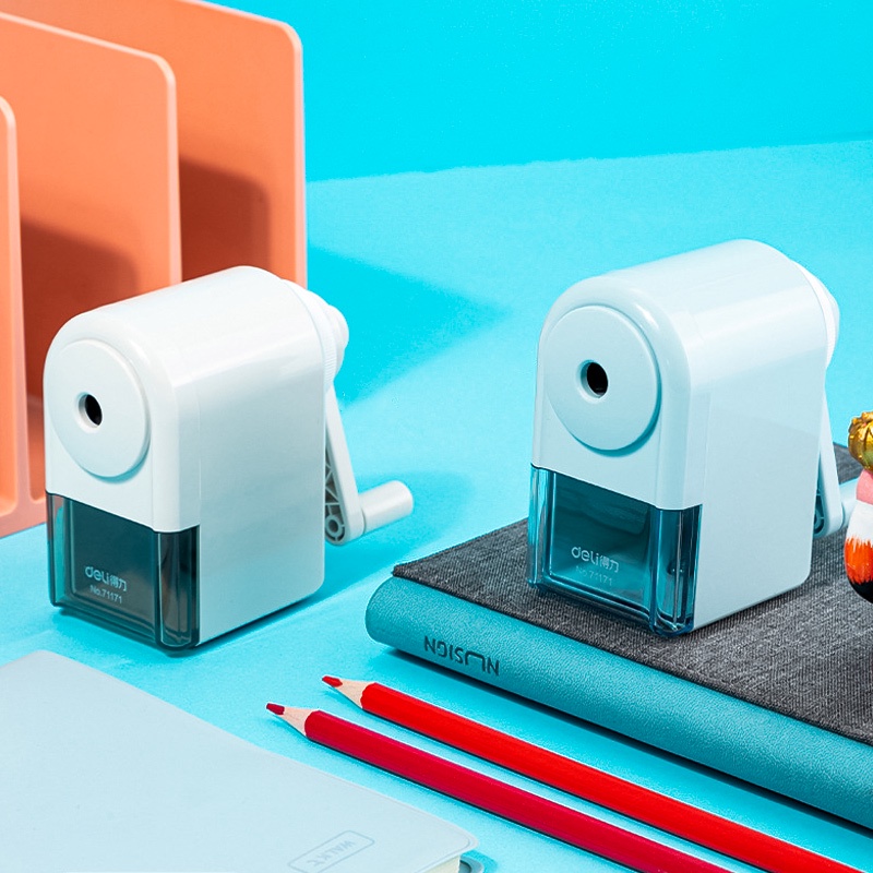 Gọt bút chì quay tay 2 màu xanh/xám