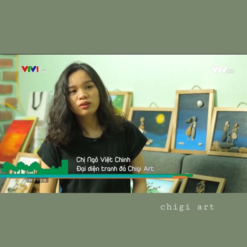 Tranh treo tường CHIGI ART handmade Chinh phục đỉnh cao tranh sỏi trang trí quà tặng