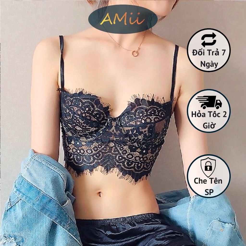 Áo Bra ren AMii Có Gọng nâng ngực sexy Áo lót nữ Bralette mút mỏng ren mềm xuyên thấu gợi cảm 1 khóa cài sau mới A111 | BigBuy360 - bigbuy360.vn