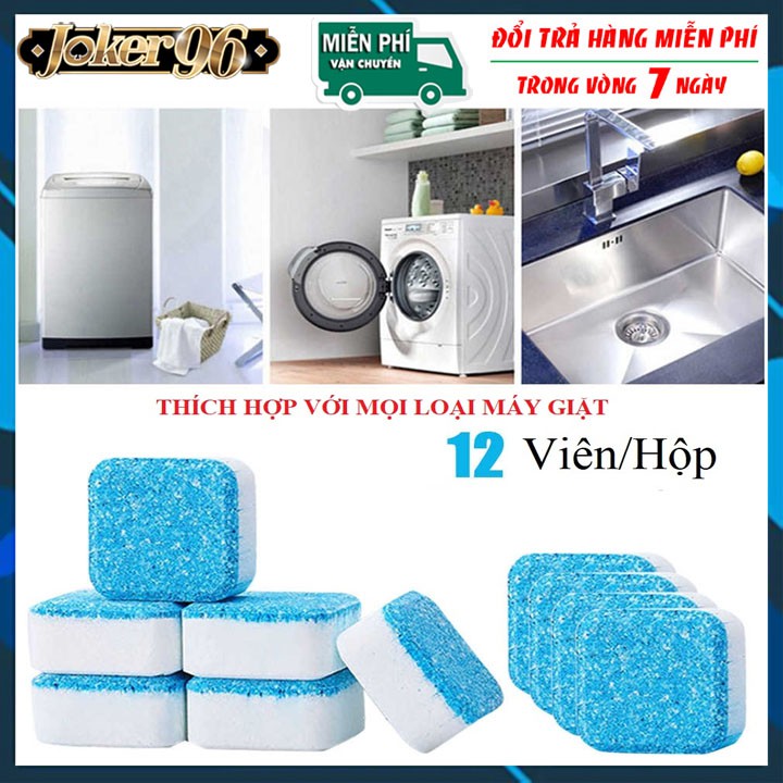 Hộp 12 Viên Tẩy Lồng Máy Giặt Vệ Sinh Diệt Khuẩn, Khử Mùi, Tẩy Chất Cặn Hiệu Quả