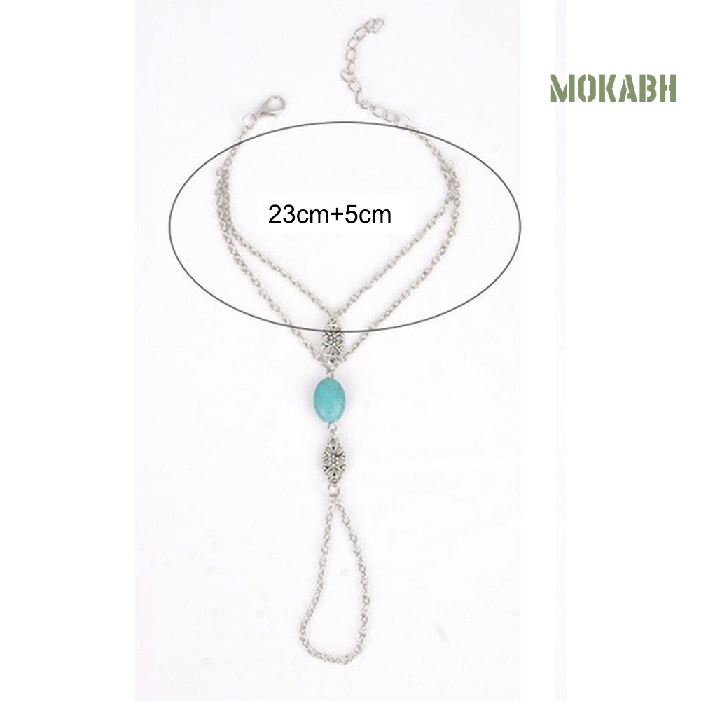 Vòng Đeo Tay Nối Nhẫn Đính Đá Ngọc Lam Nhân Tạo Thời Trang Cho Nữ