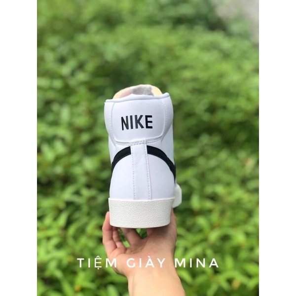 Giày Thể Thao Nike Blazer Mid 77 Vintage  White Black, Giày Sneaker Nam Nữ Blaze Cổ Cao Đen Trắng Full Bill Box