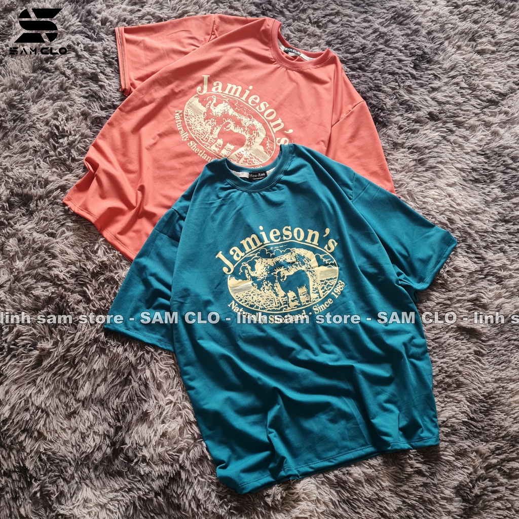 Áo thun tay lỡ nữ SAM CLO freesize phông form rộng dáng Unisex - mặc cặp, nhóm, lớp in chữ JAMIESON'S