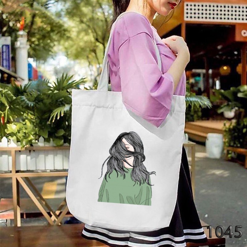 TÚI TOTE TRẮNG CHẤT VẢI CANVAS 1045 SAD SISTER DỄ THƯƠNG HÀNG CHUẨN ĐẸP