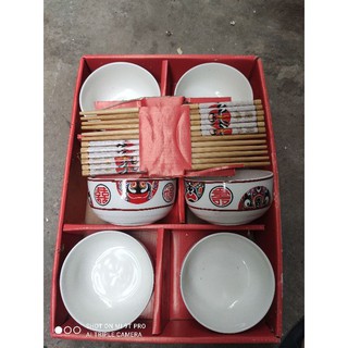 Bộ bát đũa nhật 6 chi tiết | Bộ chén cơm kèm đũa kiểu dáng sang trọng