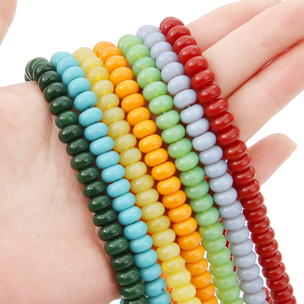Set 80 Hạt Cườm Thủy Tinh 8x5mm Nhiều Màu Chuyên Dụng Làm Đồ Trang Sức Thủ Công