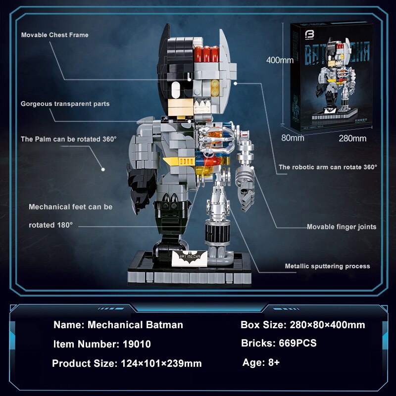 Đồ chơi Lắp ráp Mô hình 19010 Super hero Mechanical Batman 669PCS