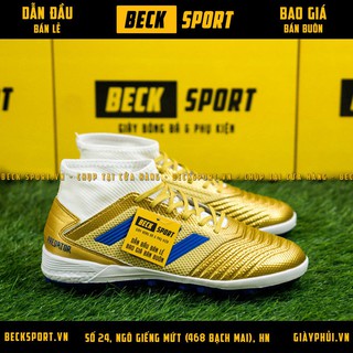 Giày Bóng Đá Trẻ Em Predator 19.3 Đồng Vạch Xanh Biển Đế Boost Cao Cổ TF