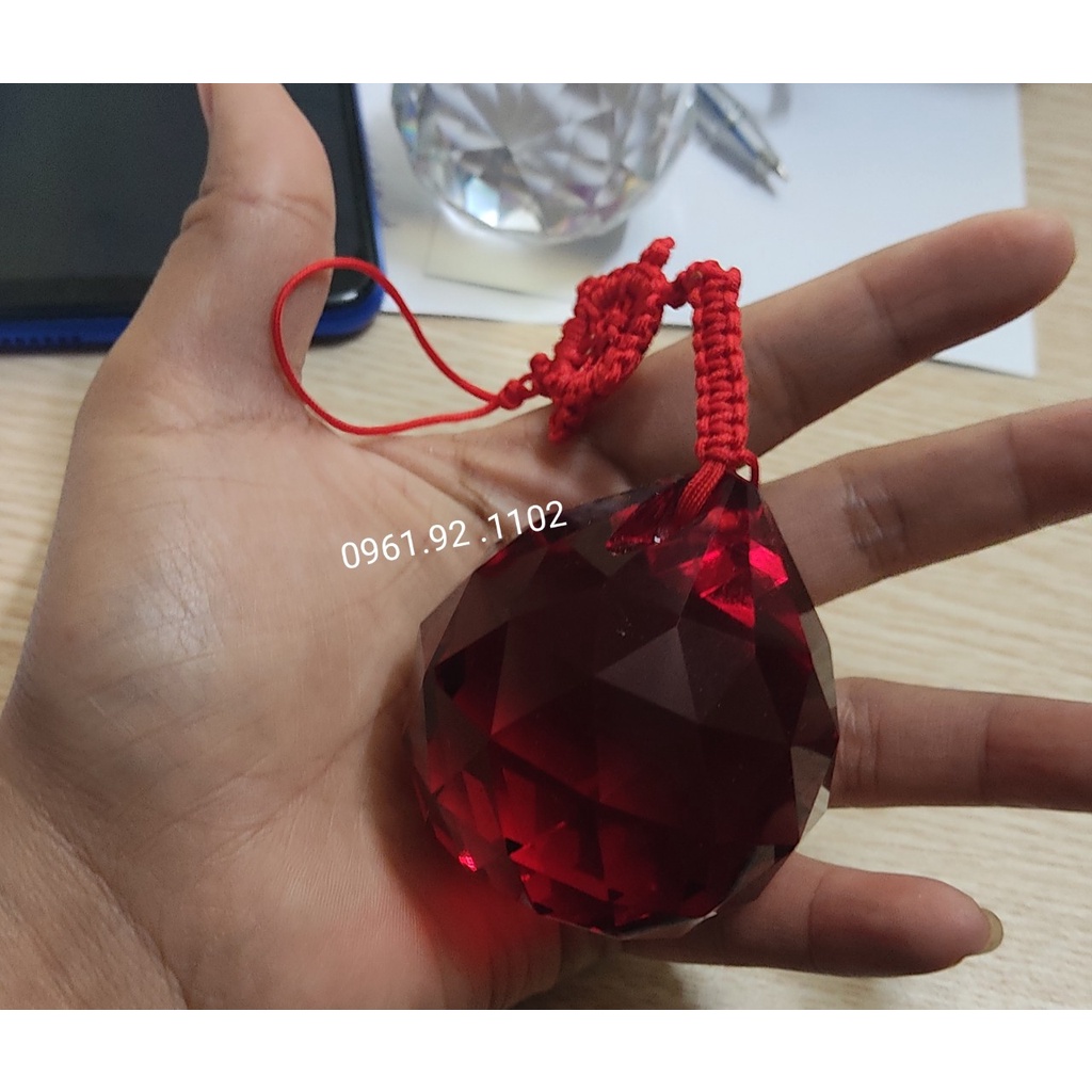 Quả cầu Treo thủy tinh  vát cạnh phong thủy sai 5cm các màu