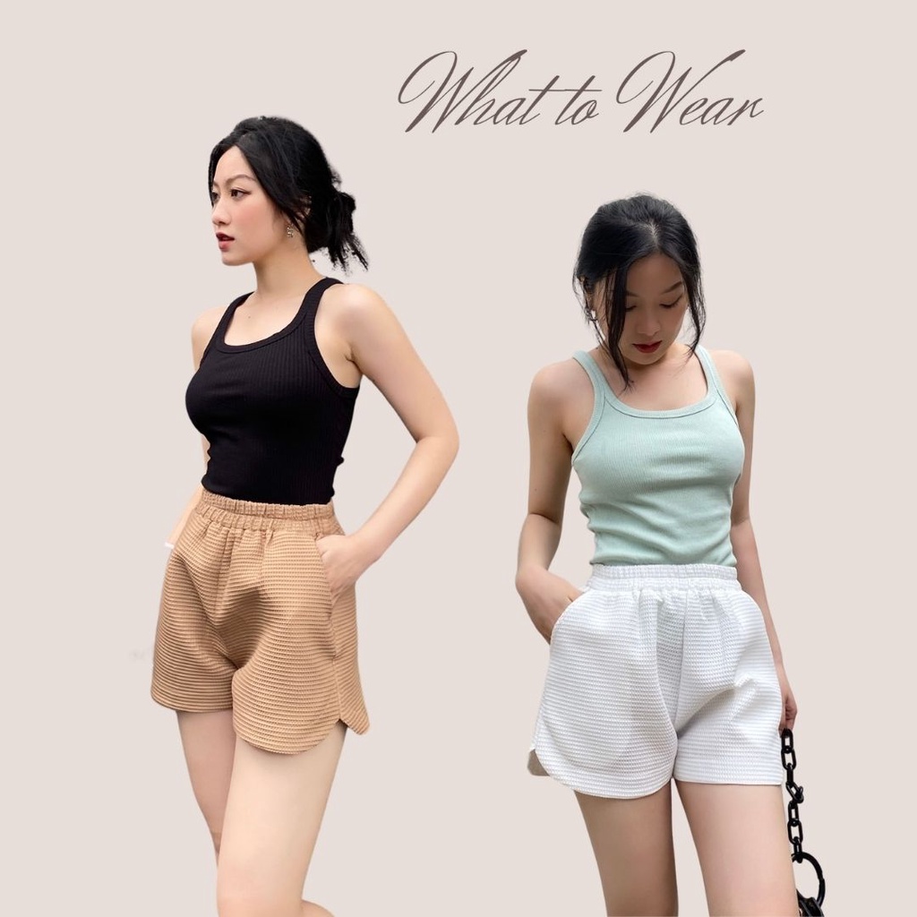 Quần short lưng thun vải dập tổ ong by Whattowear