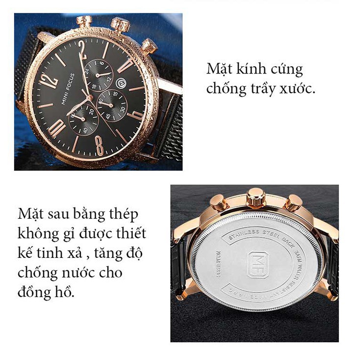 ĐỒNG HỒ NAM MINI FOCUS 0183 DÂY LƯỚI THÉP KHÔNG GỈ, KIỂU DÁNG MẠNH MẼ, NĂNG ĐỘNG Bán lẻ giá sỉ