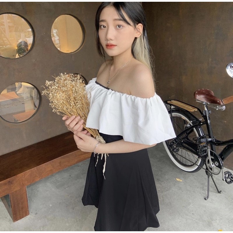 (SẴN-CLIP THẬT) Đầm trễ vai bèo đen dáng ôm dự tiệc sang trọng | BigBuy360 - bigbuy360.vn