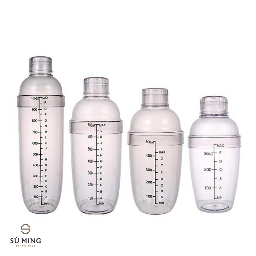 Bình Lắc Shaker Nhựa [CHẤT DÀY] dụng cụ pha chế chuyên nghiệp, 350ml, 500ml, 700ml, 1000ml, giao hàng nhanh