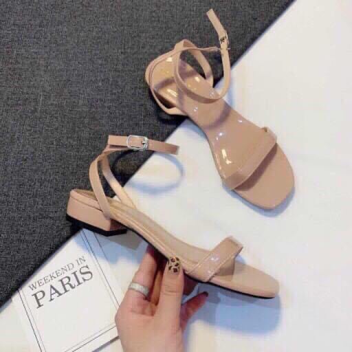 Sandal nữ đế bệt free ship 2 quai mảnh da bóng cực xinh 101