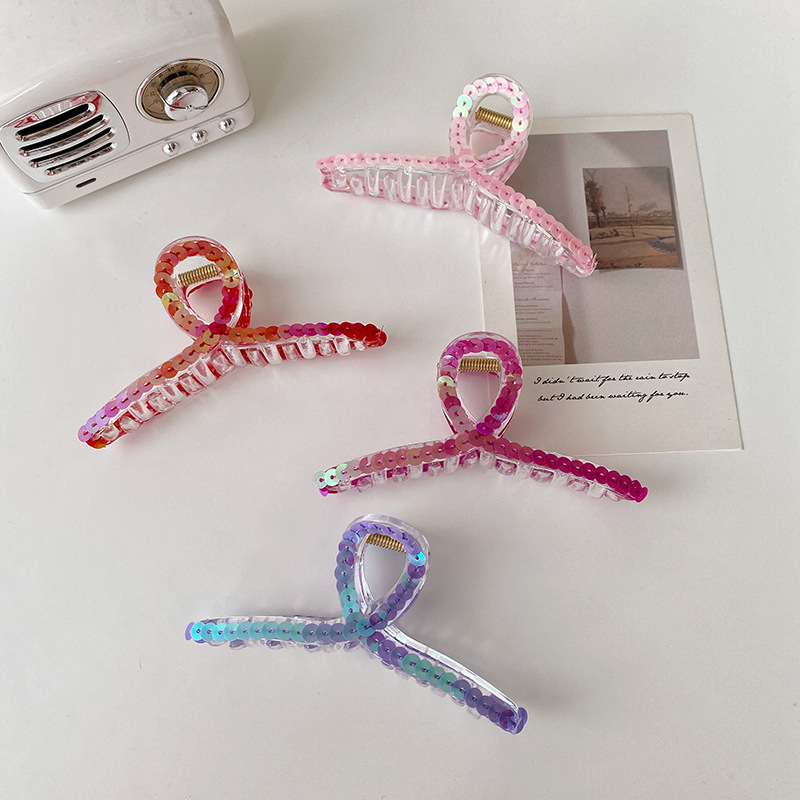 We Flower Kẹp Tóc Càng Cua Acrylic Đính Kim Sa Nhiều Màu Thời Trang Hàn Quốc Cho Nữ