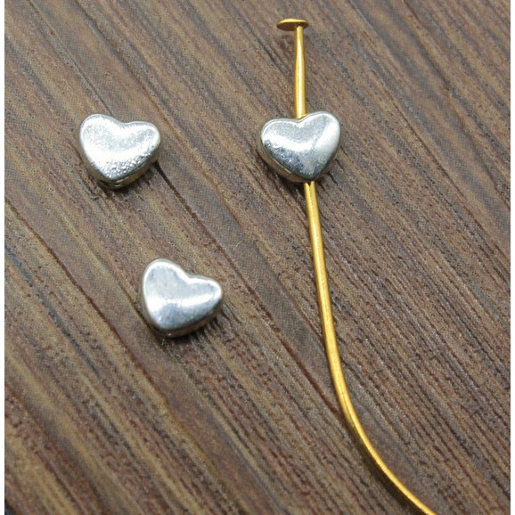 Bộ 20 mặt dây chuyền bạc hình trái tim nhiều màu sắc 9x8mm