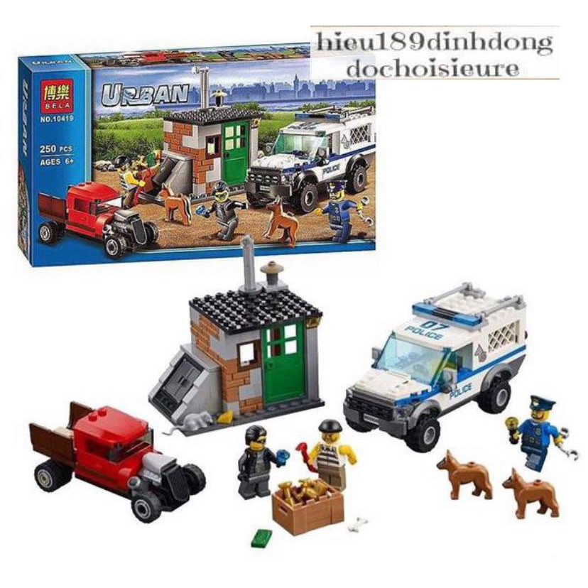 Lắp ráp xếp hình NOT Lego City 60048 Bela 10419 Chó Cảnh Sát truy bắt tội phạm 250 mảnh