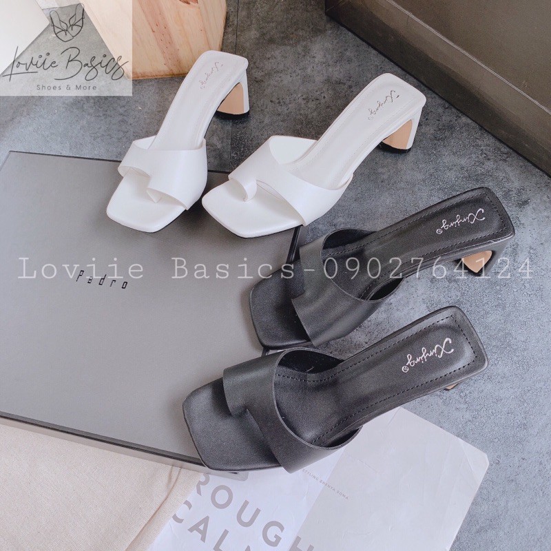 LOVIIE BASICS- GUỐC NỮ DÉP CAO GÓT XỎ NGÓN - DÉP NỮ XỎ NGÓN QUAI MẢNH ĐẾ VUÔNG 5CM - GUỐC NỮ CAO GÓT ĐẾ VUÔNG 5P D200770