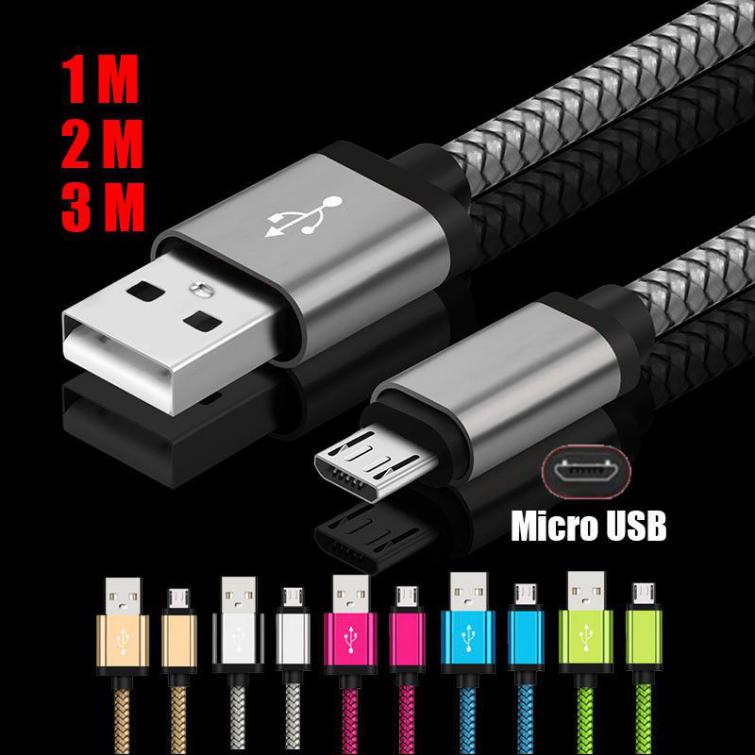 Dây cáp sạc nhanh Micro USB bọc vải dù cho điện thoại Android