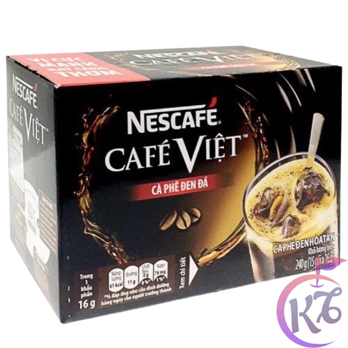 Nescafe Việt đen đá hộp 15 gói x 16g (240g) - cà phê Việt, cafe đen đá hòa tan date mới