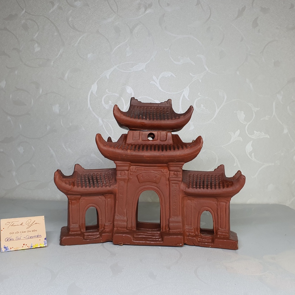 Tượng cổng làng gốm sứ Bát Tràng-22x9x19 cm làm mô hình trang trí tiểu cảnh, trang trí bể cá