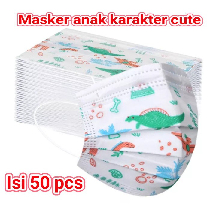 Dễ Thương (hàng Mới Về) Set 50 Khẩu Trang Dùng 1 Lần Thiết Kế Kiểu Nhân Vật Đáng Yêu Cho Bé