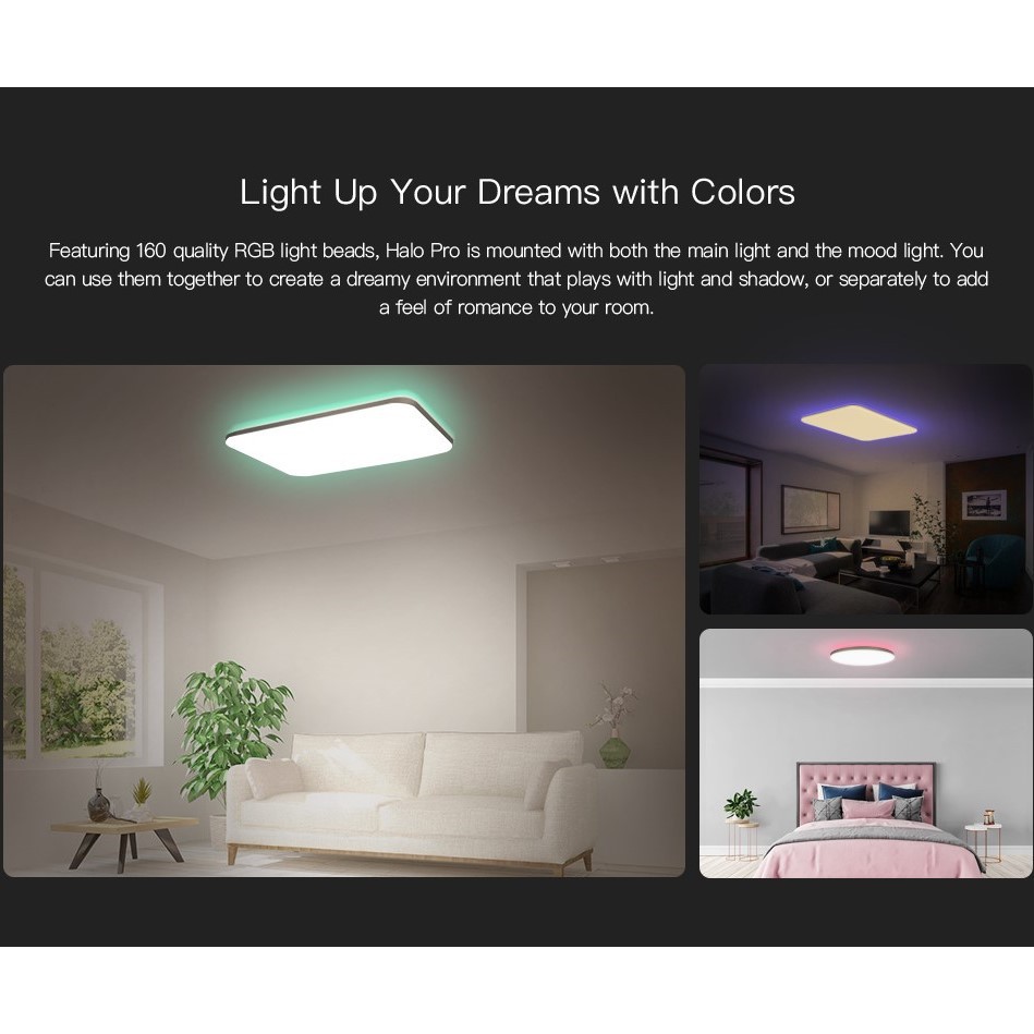 ĐÈN LED ỐP TRẦN THÔNG MINH YEELIGHT HALO PRO, YLXD49YL, 930X630 MM, 100W, RGB, APPLE HOMEKIT