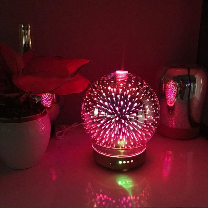 Máy Xông Tinh Dầu , Máy Khuếch Tán Tinh Dầu  -Quả Cầu 3D 7 Màu Đèn Led Đẹp Huyền Ảo Làm Đèn Ngủ Quà Tặng Rất Cute
