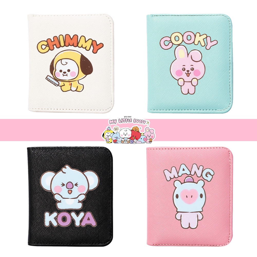 Ví Da PU Màu Macaron In Họa Tiết Hoạt Hình Bts BANGTAN BOYS TATA CHIMMY COOKY Cho Học Sinh Giá Đỡ
