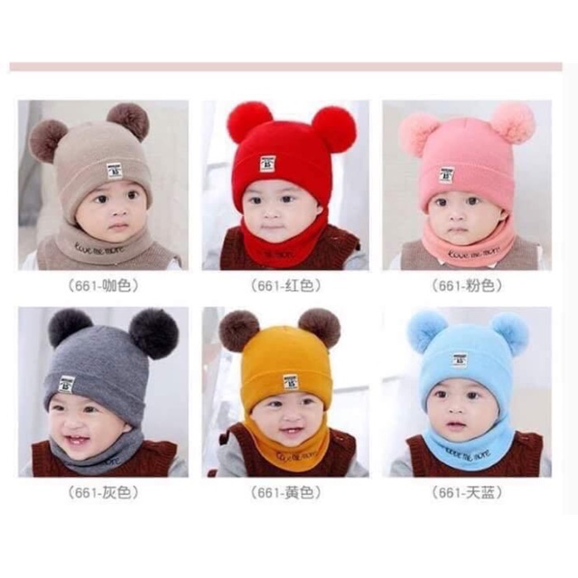 Set khăn mũ len quả bông