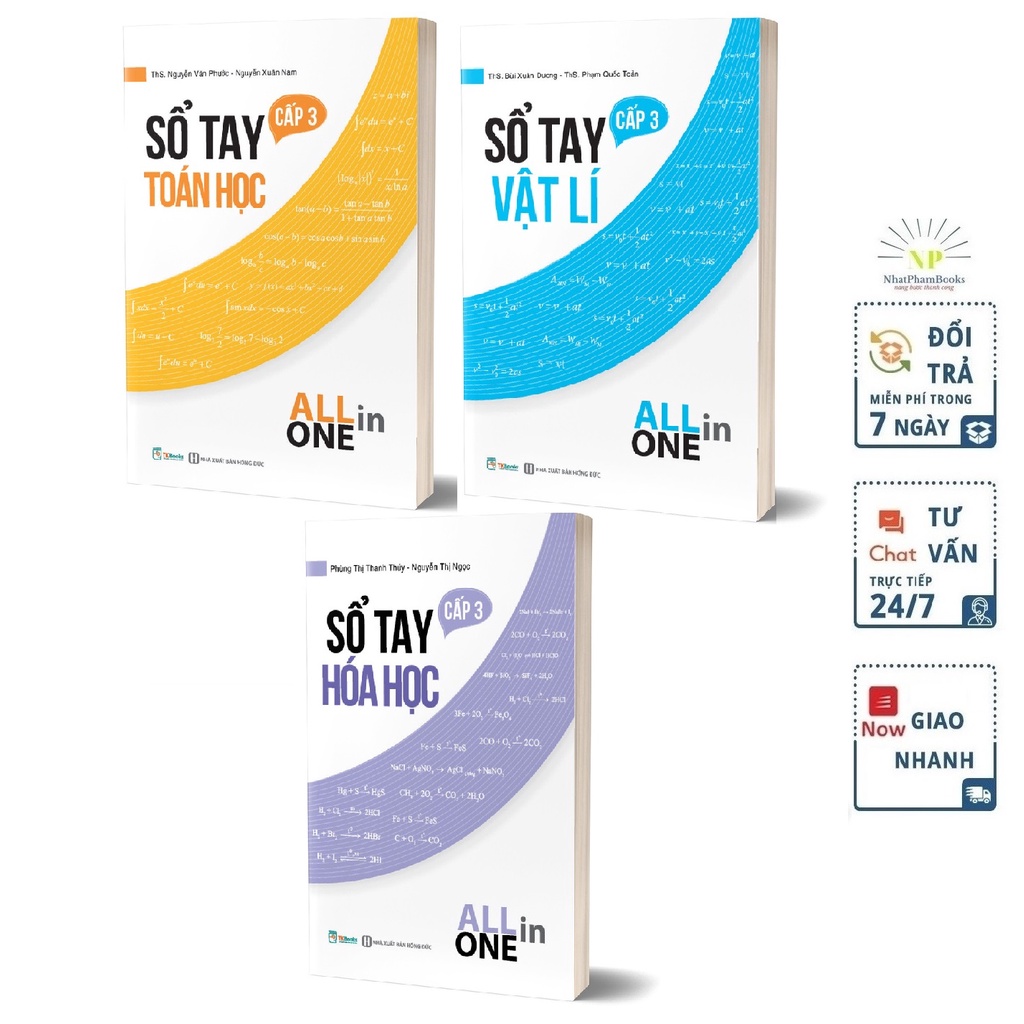 Sách - Combo Sổ tay kiến thức môn Toán Lý Hóa cấp 3 - All in one Tặng Kèm Bookmark
