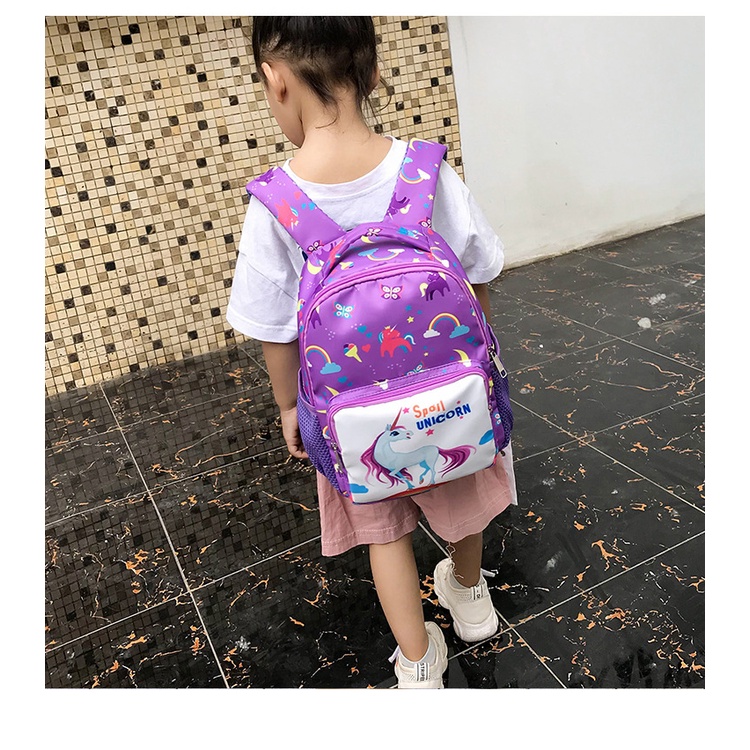 Balo Cho Bé Gái Đi Học Siêu Nhẹ Chống Thấm Nước Họa Tiết Đáng Yêu Kích Thước 27cm* 10cm*20cm