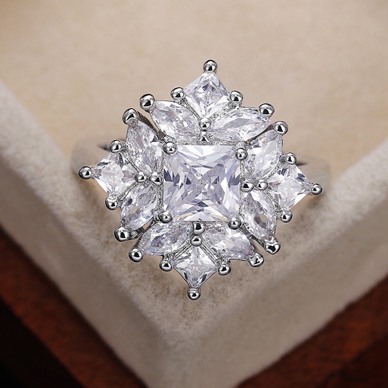 Nhẫn Mạ Bạc Đính Đá Zircon Nhiều Màu Sắc