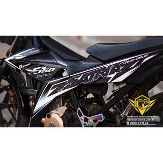 Tem rời cho satria đen - mãu f150 sọc xám trắng - không bay màu