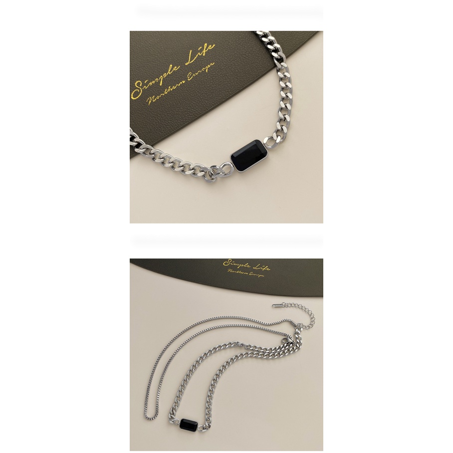 Dây Chuyền Hai Lớp Titansteelretroblack Diamonddoublelayerlacefemalechain