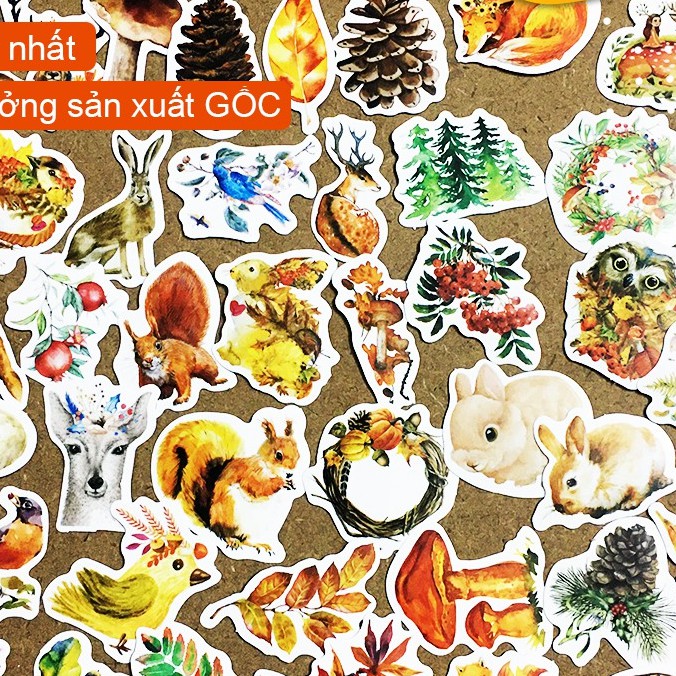 [MÙA THU-RẺ VÔ ĐỊCH] Set 41 sticker chống nước size 4-5cm, dán điện thoại, sổ, bullet journal, xe máy, mũ bảo hiểm ...