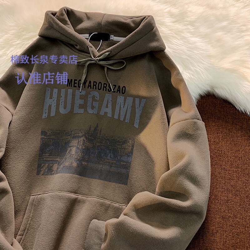 Mi Mianzhi Mori Ma 'S Áo Khoác Hoodie Cotton Nguyên Chất Dáng Rộng Thời Trang Thu Đông Phong Cách Retro Mỹ Cho Nam