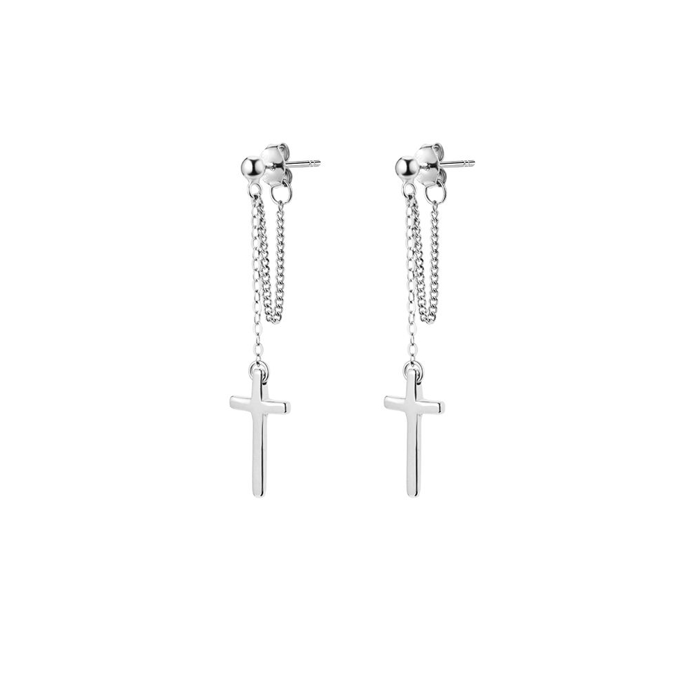 Khuyên tai mặt hình cây thánh giá đơn giản