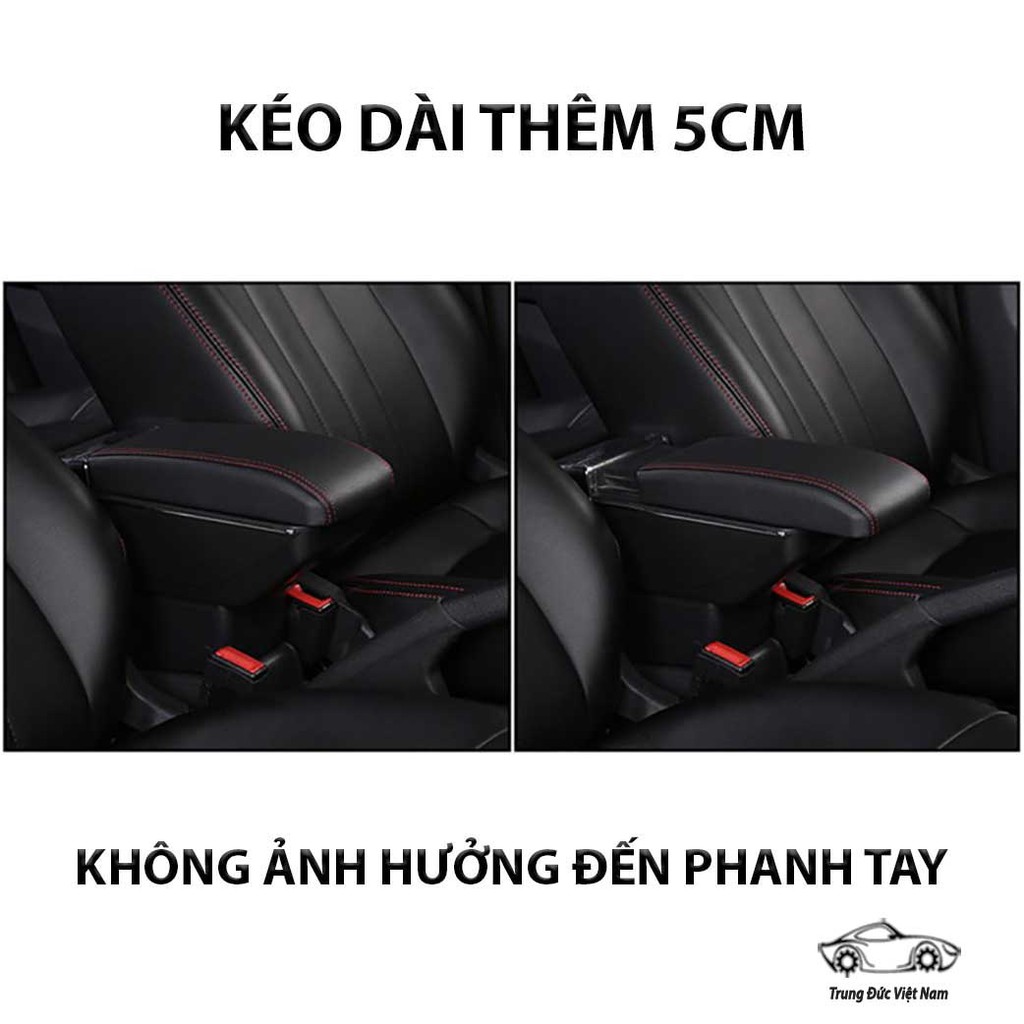 Hộp Tì Tay Xe KIA MORNING 2004 - 2008, 7 Cổng USP, 2 Ngăn Đựng Đồ Tiện Ích - Quà Tặng Cây Thông Thơm Treo Xe