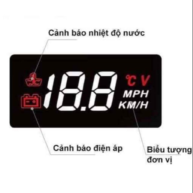 Hud hiển thị tốc độ xe ô tô và cảnh báo A100, A200, M7 - tặng kèm dây nguồn kết nối