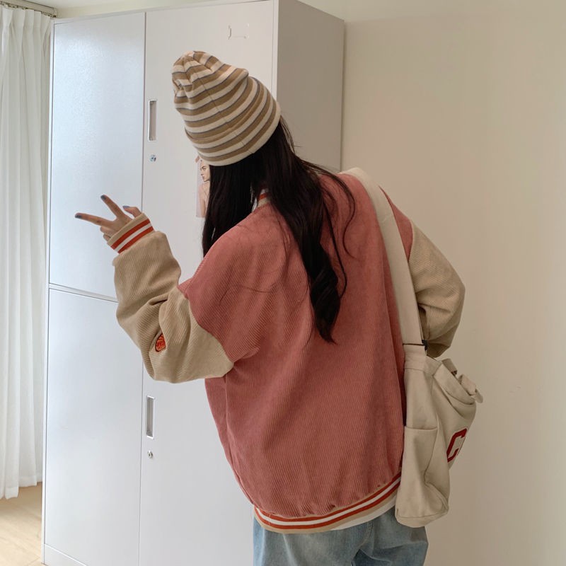 ÁO KHOÁC BOMBER NHUNG TĂM Unisex Form Rộng 2 MÀU XANH HỒNG