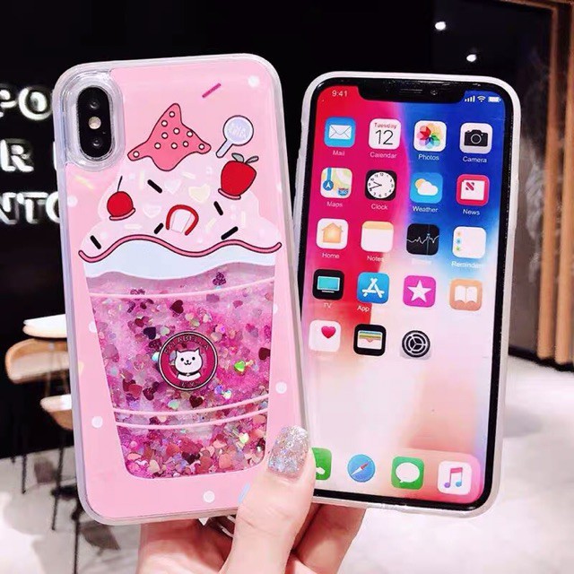 Ốp lưng Ly kem Nhũ chảy (kim tuyến) - Ốp dành cho Iphone 6 6s 6plus 6splus 7 7plus 8 8plus X XS XSmax