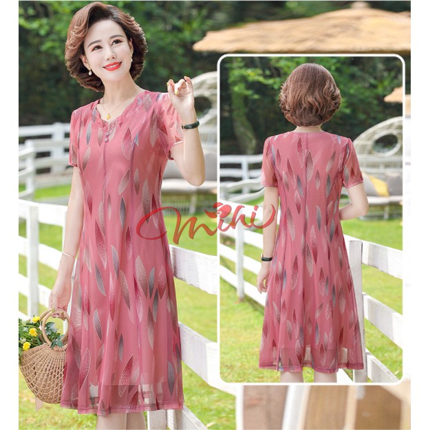 Váy Đầm trung niên nữ cho mẹ phối hoa cao cấp V81 - Áo đầm kiểu thời trang dự tiệc dạ hội đẹp cho người lớn tuổi Bigsize | BigBuy360 - bigbuy360.vn