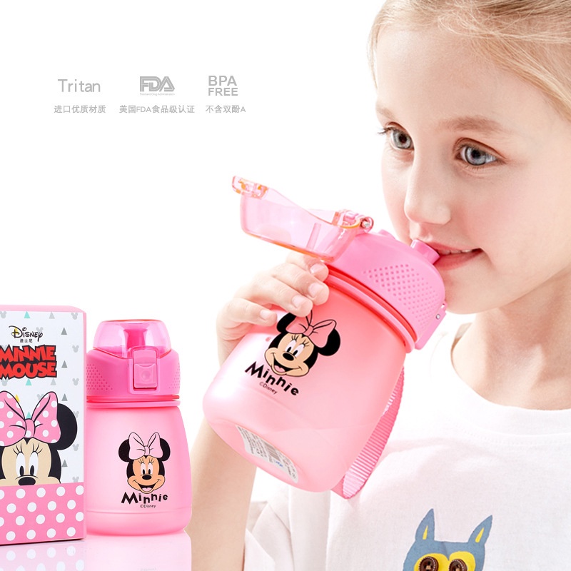 Bình Nước Họa Tiết Hoạt Hình Disney Có Ống Hút Dành Cho Trẻ Em