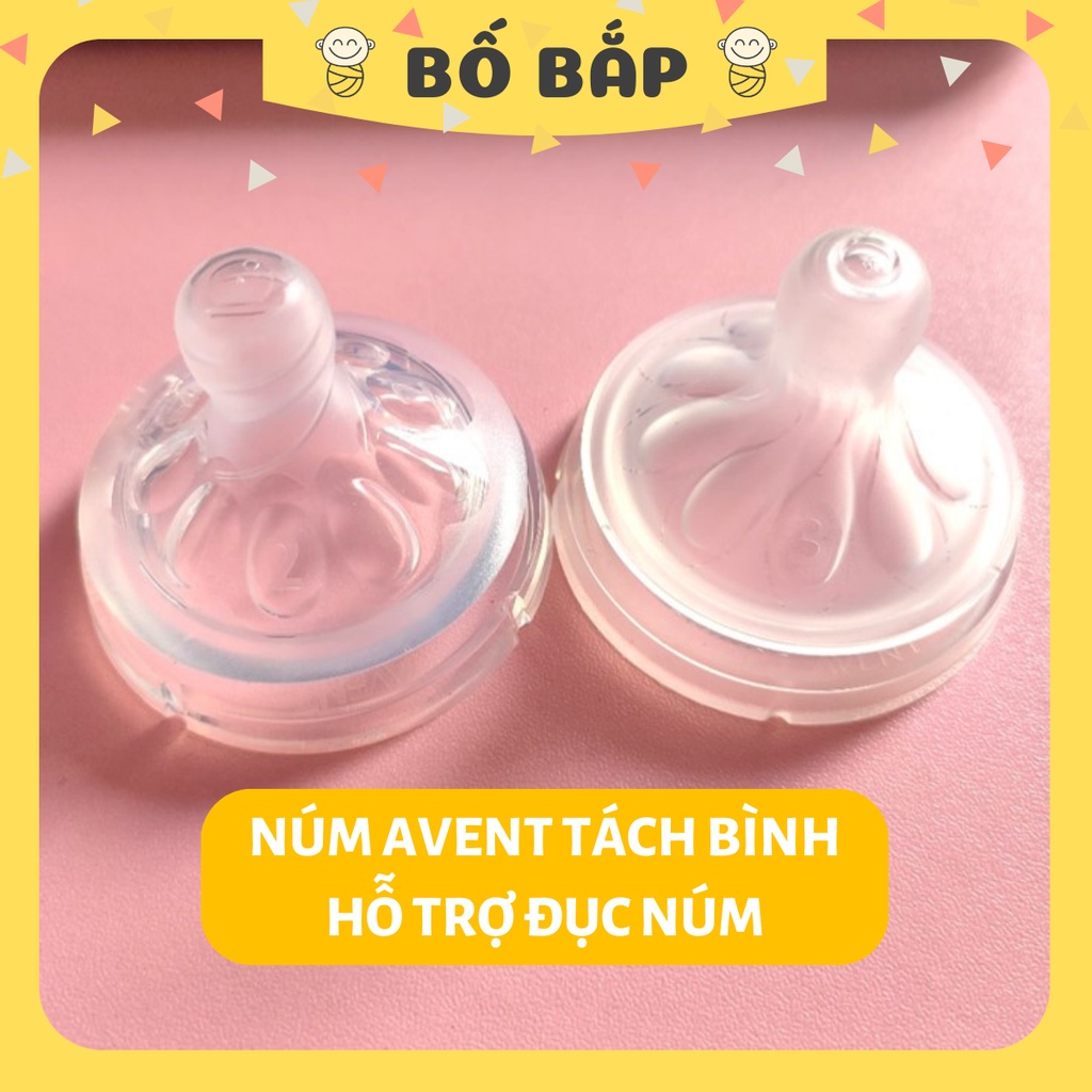 Núm Ti Avent ⚡TÁCH BÌNH⚡ Hỗ Trợ Đục Thêm Lỗ Cả Núm Mẫu Cũ Và Mẫu Mới, Tiết Kiệm Chi Phí Cho Mẹ